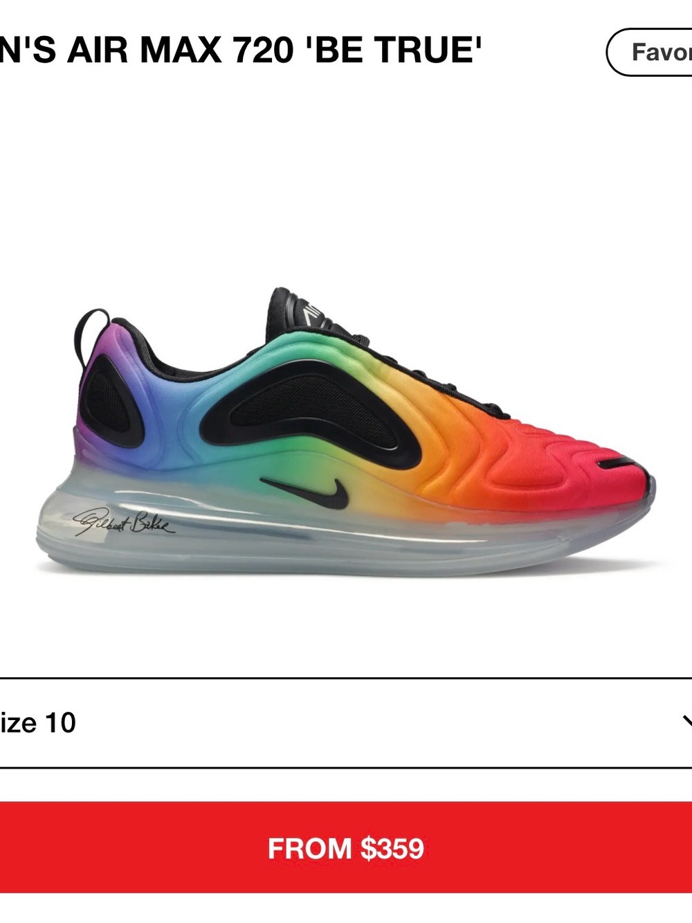 Nike Air Max 720 Be True Rainbow Pride Men’s Size 10 CJ5472-900